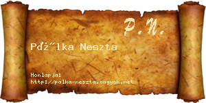 Pálka Neszta névjegykártya